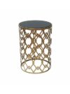 ET-CASUAL-058 | LARGE GOLD FRAME ACCENT TABLE BLACK GLASS TOP