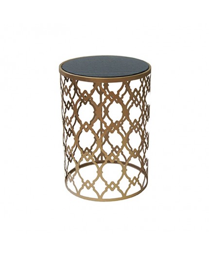 ET-CASUAL-058 | LARGE GOLD FRAME ACCENT TABLE BLACK GLASS TOP