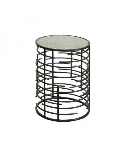 ET-CASUAL-059 | SMALL BLACK FRAME ACCENT TABLE ANTIQUE MIRROR TOP
