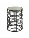 ET-CASUAL-060 | SMALL BLACK FRAME ACCENT TABLE ANTIQUE MIRROR TOP