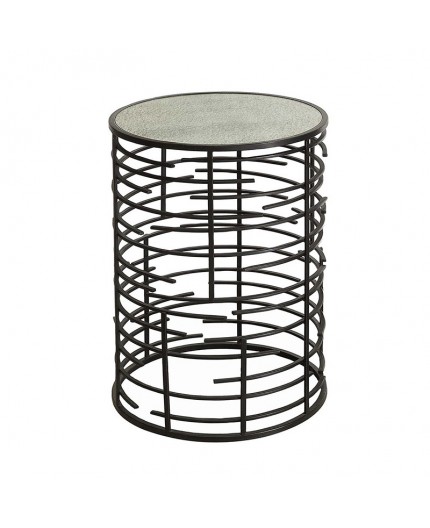 ET-CASUAL-060 | SMALL BLACK FRAME ACCENT TABLE ANTIQUE MIRROR TOP
