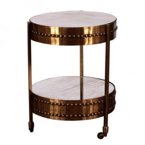 ET-CASUAL-061 | BRONZE ROUND DOUBLE MIRROR ACCENT TABLE