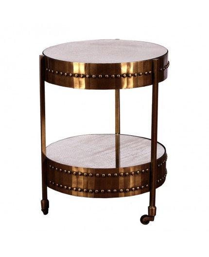 ET-CASUAL-061 | BRONZE ROUND DOUBLE MIRROR ACCENT TABLE