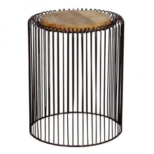 ET-CASUAL-065 | BROWN WIRE ROUND ACCENT TABLE