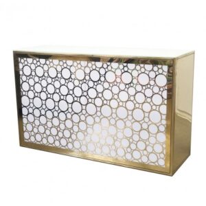BAR-048 | 6FT GEO BUBBLE BAR GOLD FRAME WHITE PLEXI