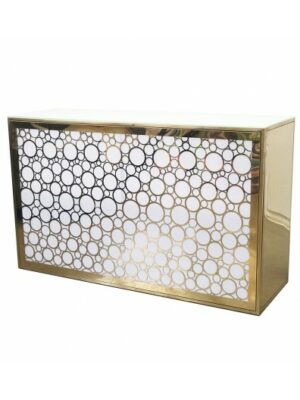 BAR-048 | 6FT GEO BUBBLE BAR GOLD FRAME WHITE PLEXI