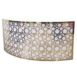 BAR-050 | 6FT GEO BUBBLE CURVED BAR GOLD FRAME WHITE PLEXI