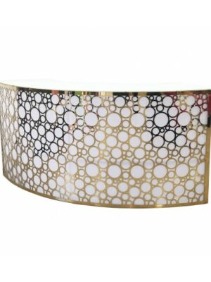 BAR-050 | 6FT GEO BUBBLE CURVED BAR GOLD FRAME WHITE PLEXI