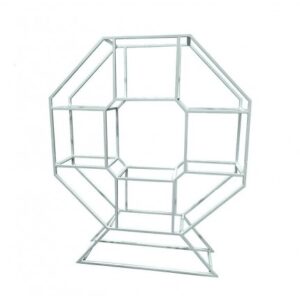 BAR-051 | GEO OCTAGON WINE SHELF WHITE FRAME WHITE PLEXI