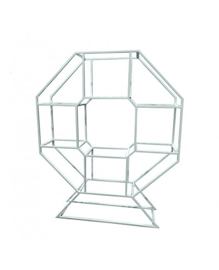 BAR-051 | GEO OCTAGON WINE SHELF WHITE FRAME WHITE PLEXI