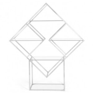 BAR-055 | GEO DIAMOND WINE SHELF WHITE FRAME GLASS SHELF