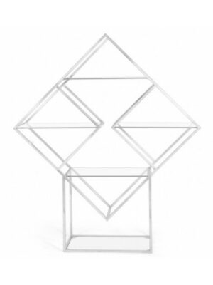BAR-055 | GEO DIAMOND WINE SHELF WHITE FRAME GLASS SHELF