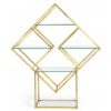 BAR-056 | GEO DIAMOND WINE SHELF GOLD FRAME GLASS SHELF