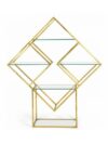 BAR-056 | GEO DIAMOND WINE SHELF GOLD FRAME GLASS SHELF