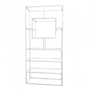 BAR-057 | GEO SQUARE WINE SHELF WHITE FRAME WHITE PLEXI