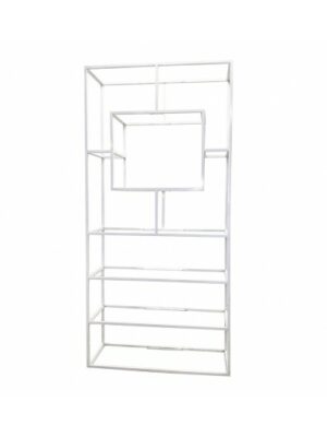 BAR-057 | GEO SQUARE WINE SHELF WHITE FRAME WHITE PLEXI
