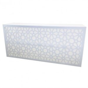 BAR-059 | 8FT GEO FLOWER BAR WHITE FRAME WHITE PLEXI