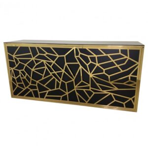 BAR-060 | 8FT GEO CC BAR GOLD FRAME MATTE BLACK PLEXI