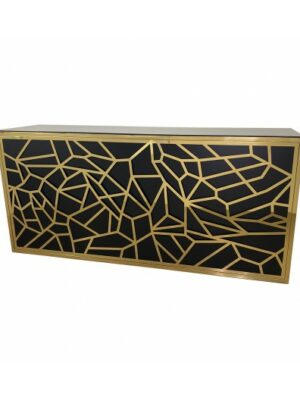 BAR-060 | 8FT GEO CC BAR GOLD FRAME MATTE BLACK PLEXI