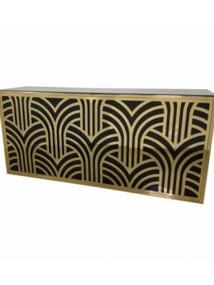 BAR-061 | 8FT GEO GATSBY BAR GOLD FRAME BAR BLACK PLEXI