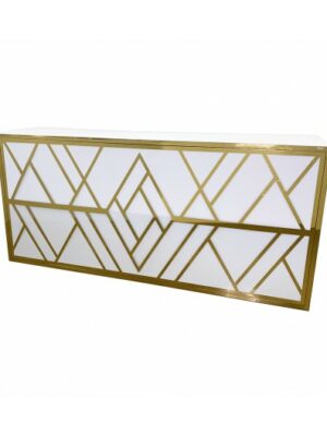 BAR-062 | 8FT GEO GEM BAR GOLD FRAME BAR WHITE PLEXI