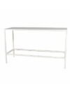 COMM-010 | SKINNY COMMUNAL TABLE WHITE FRAME WITH PLEXI TOP