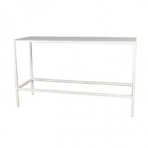 COMM-010 | SKINNY COMMUNAL TABLE WHITE FRAME WITH PLEXI TOP