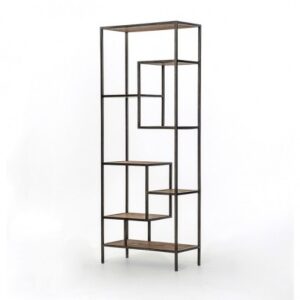 BAR-RW-031 | HELENA BARBACK MATTE BLACK FRAME WITH WOOD SHELVES