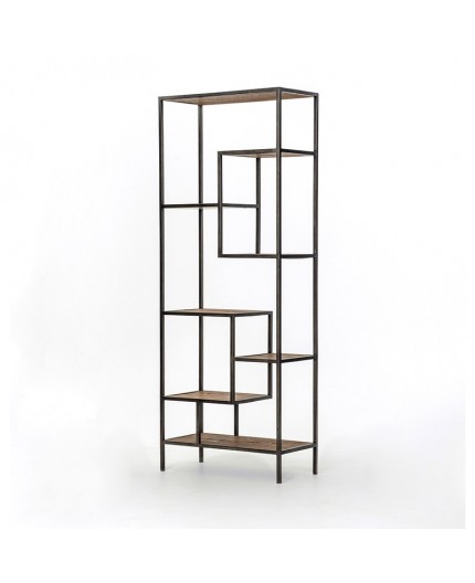 BAR-RW-031 | HELENA BARBACK MATTE BLACK FRAME WITH WOOD SHELVES