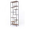 BAR-RW-032 | TALL HELENA BARBACK MATTE BLACK FRAME WITH WOOD SHELVES
