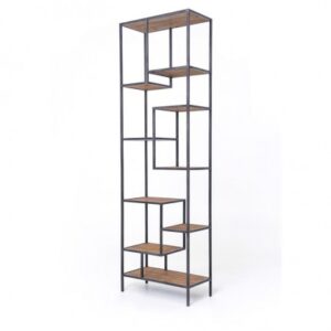BAR-RW-032 | TALL HELENA BARBACK MATTE BLACK FRAME WITH WOOD SHELVES