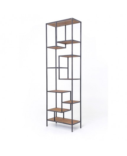 BAR-RW-032 | TALL HELENA BARBACK MATTE BLACK FRAME WITH WOOD SHELVES