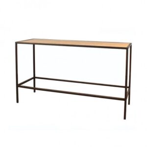 COMM-008 | SKINNY COMMUNAL TABLE BROWN FRAME WITH PLEXI TOP