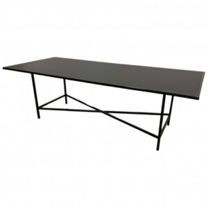 CASUAL-130 | 8FT RECTANGULAR BLACK FRAME DINING TABLE WITH PLEXI TOP