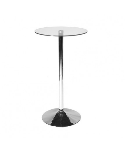 CRU-006 | ROUND CLEAR GLASS TOP CRUISER TABLE CHROME BASE
