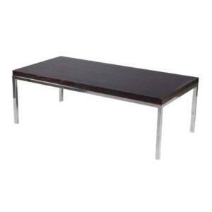 CT-002 | RECTANGULAR CHROME FRAME COFFEE TABLE WITH MAHOGANY LAMINATE TOP