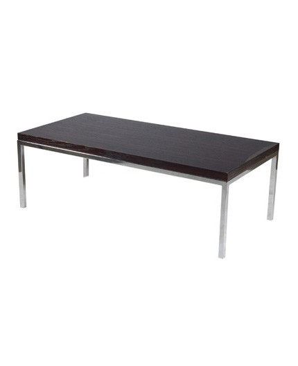 CT-002 | RECTANGULAR CHROME FRAME COFFEE TABLE WITH MAHOGANY LAMINATE TOP