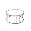 CT-007 | SMALL ROUND BRUSHED FRAME COFFEE TABLE WHITE GLASS TOP