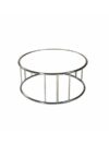 CT-007 | SMALL ROUND BRUSHED FRAME COFFEE TABLE WHITE GLASS TOP