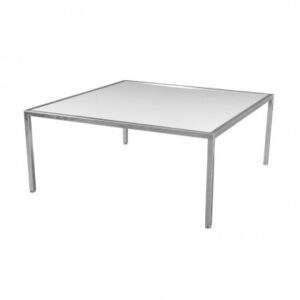 CT-012 | SQUARE CHROME COFFEE TABLE WITH PLEXI TOP