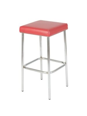 BS-018 | SQ NO BACK BARSTOOL CHROME LEGS WITH RED SEAT