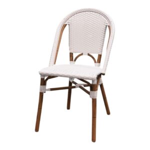 CH-110 | MARSEILLE CAFÉ CHAIR NATURAL FRAME WITH WHITE SEAT