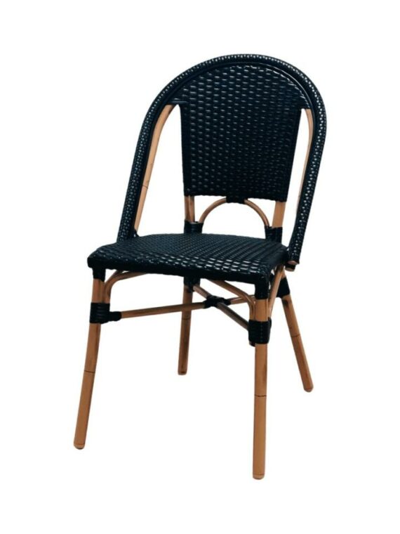 CH-111 | MARSEILLE CAFÉ CHAIR NATURAL FRAME WITH BLACK SEAT
