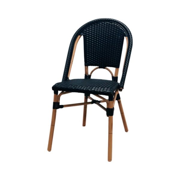 CH-111 | MARSEILLE CAFÉ CHAIR NATURAL FRAME WITH BLACK SEAT