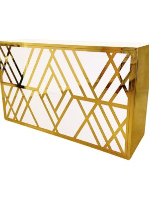 BAR-065 | 6FT GEO GEM BAR GOLD FRAME BAR WHITE PLEXI