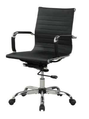 OF-011 | BLACK MEETING CHAIR RIPPLE BACK ON CASTERS