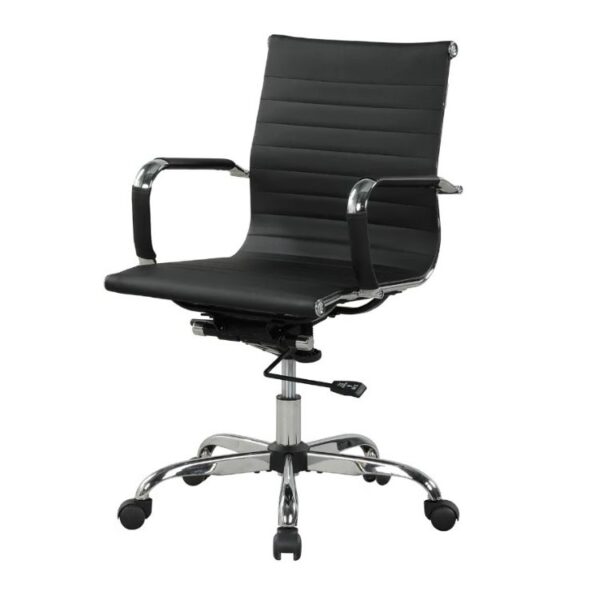 OF-011 | BLACK MEETING CHAIR RIPPLE BACK ON CASTERS