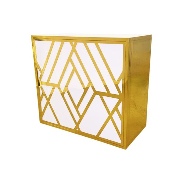 BAR-066 | 4FT GEO GEM BAR GOLD FRAME BAR WHITE PLEXI