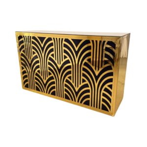 BAR-067 | 6FT GEO GATSBY BAR GOLD FRAME BLACK PLEXI