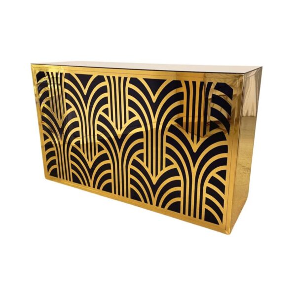 BAR-067 | 6FT GEO GATSBY BAR GOLD FRAME BLACK PLEXI